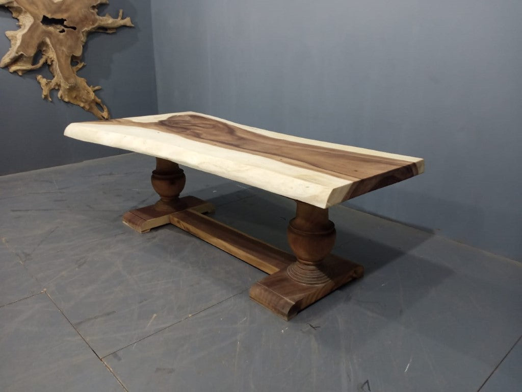 230cm Live Edge Wooden Dining Spindle Leg Table