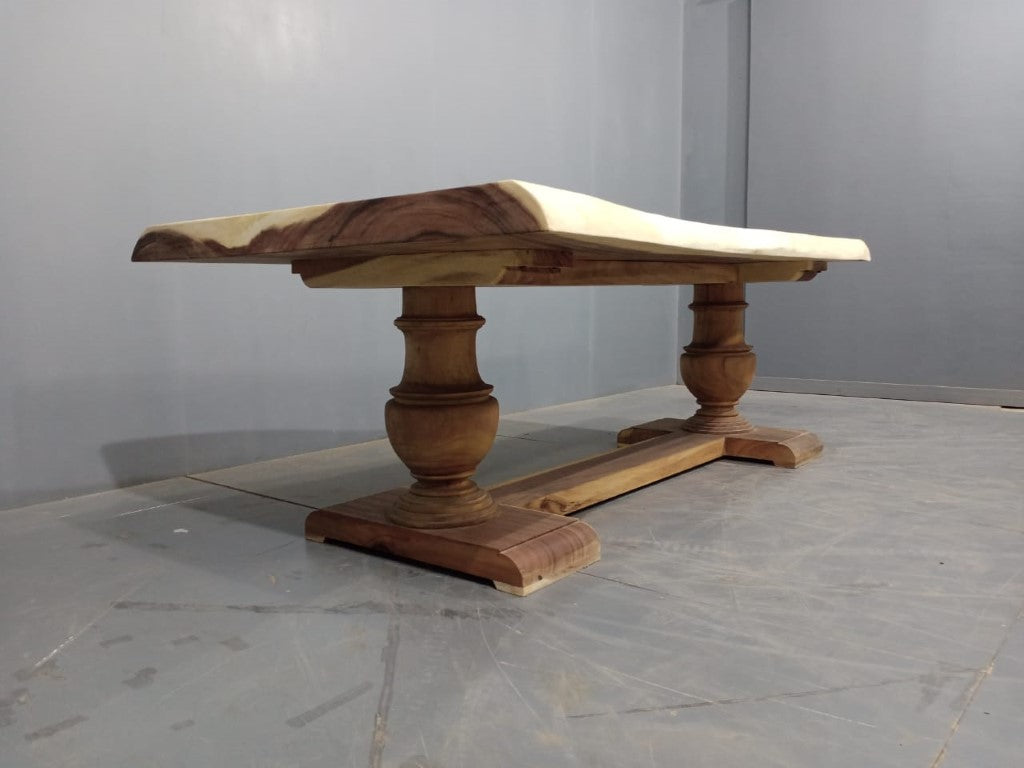 230cm Live Edge Wooden Dining Spindle Leg Table