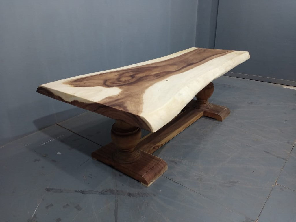 230cm Live Edge Wooden Dining Spindle Leg Table