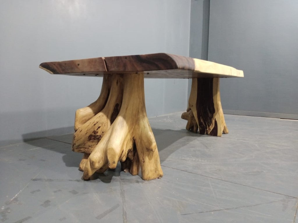 The 200cm x 115cm Indian Walnut Large Live Edge Dining Table Stump Leg