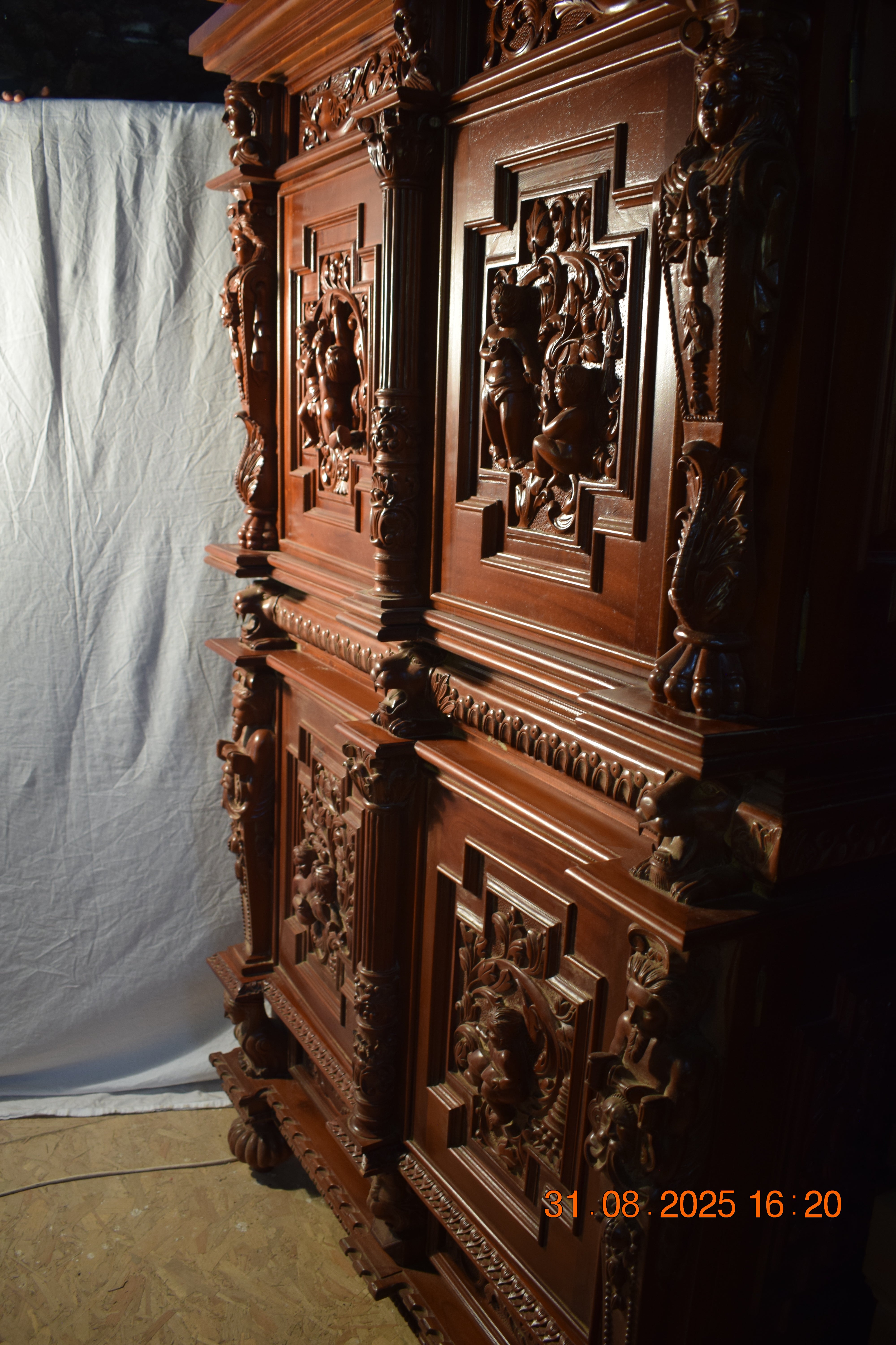 Hand Carved Solid Mahogany Cabinet