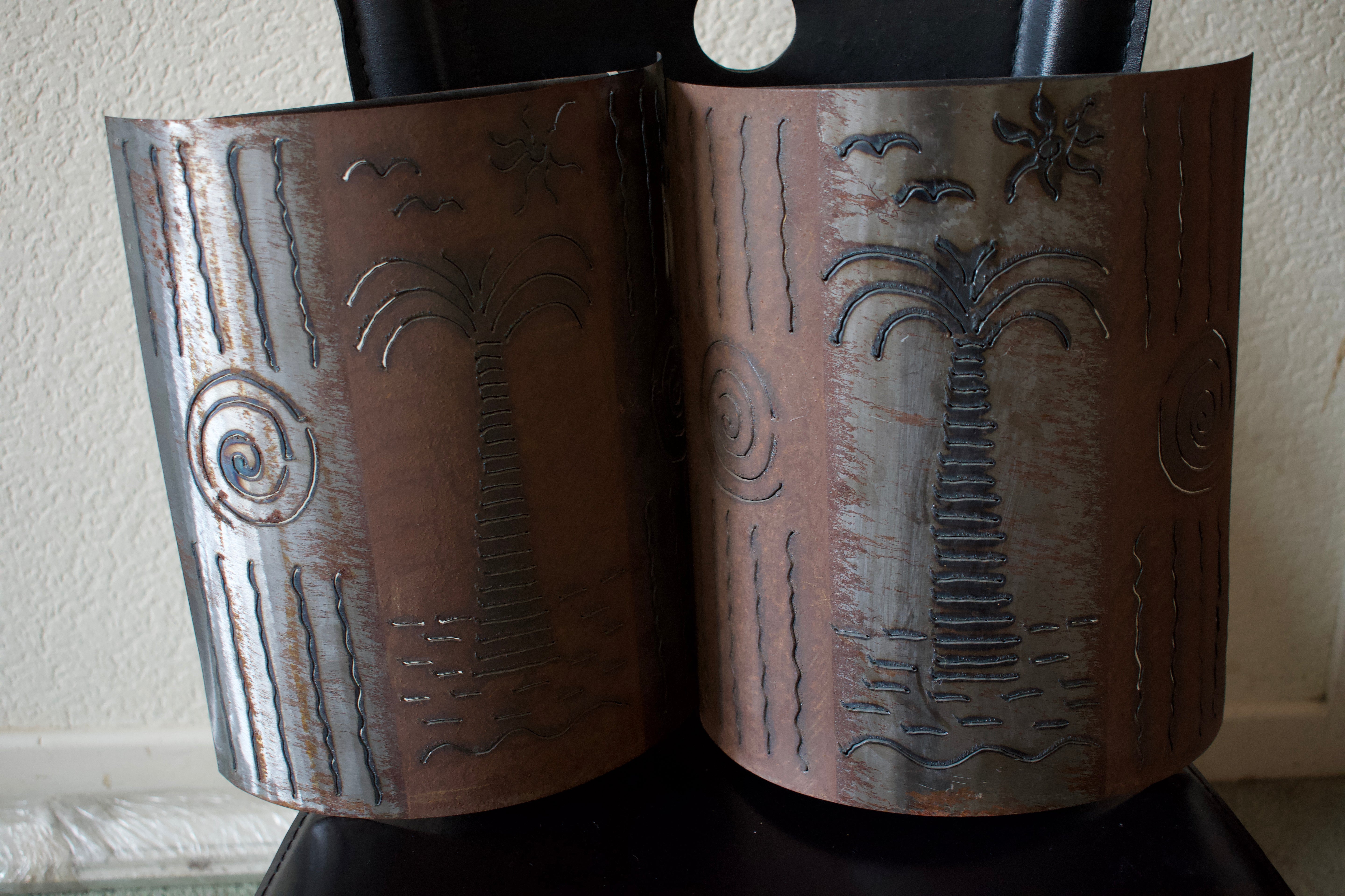 Pair of African Decorated Wall Lamp Shades