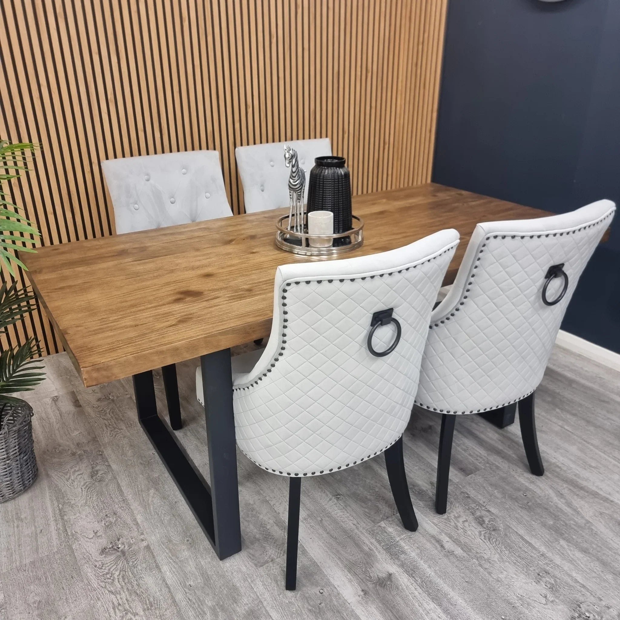 The Bentley Light Grey Dining Chair Black Leg & Ring Knocker