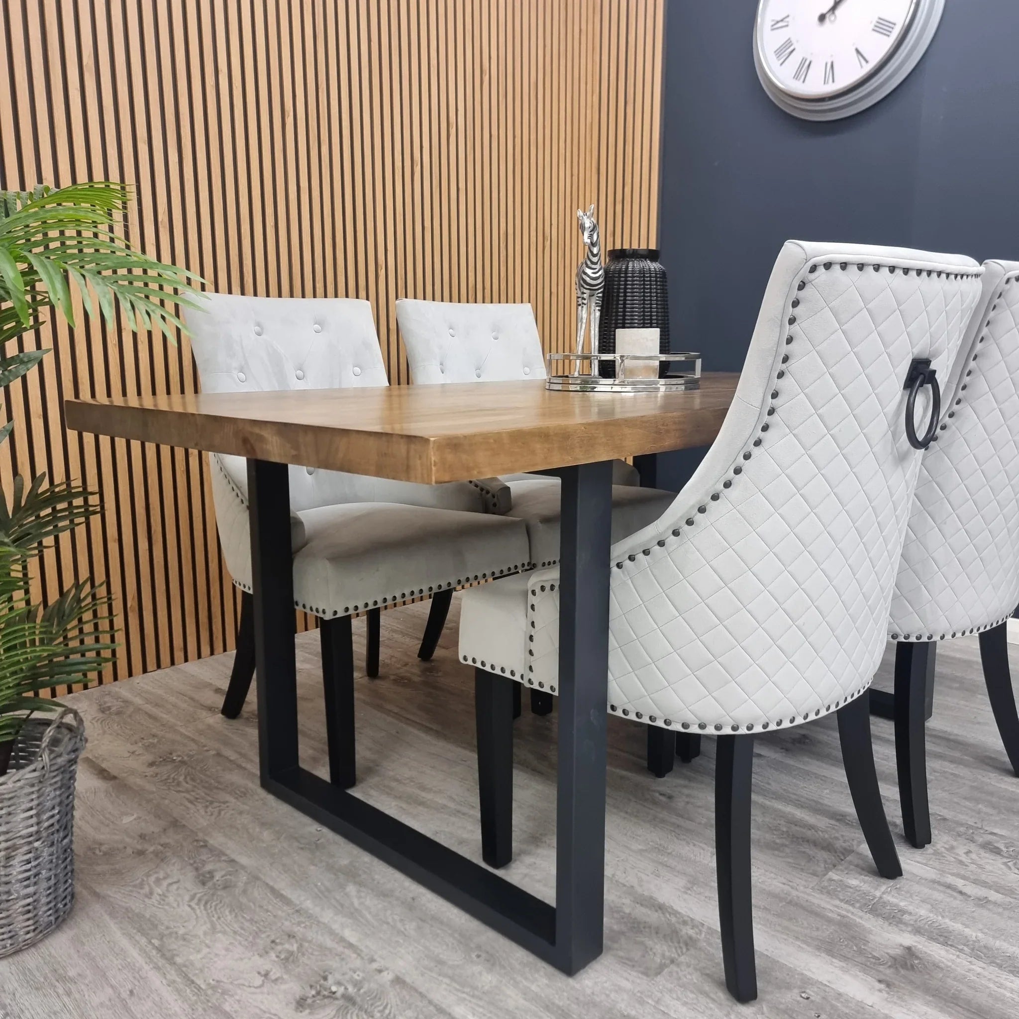 The Bentley Light Grey Dining Chair Black Leg & Ring Knocker