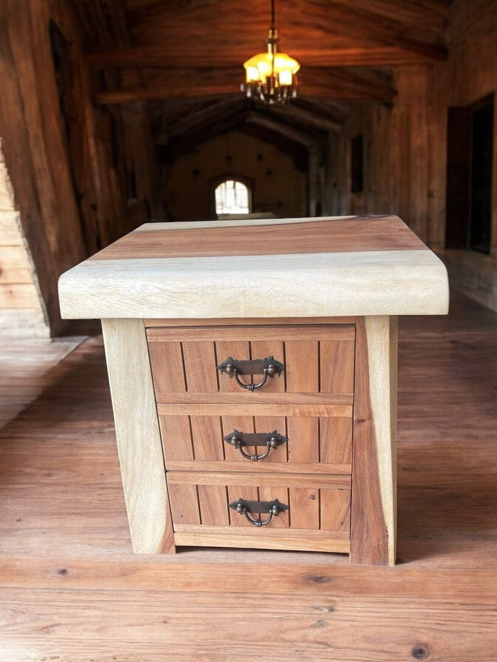 Solid Wooden Live Edge Slab Bedside Cabinet (collection only)