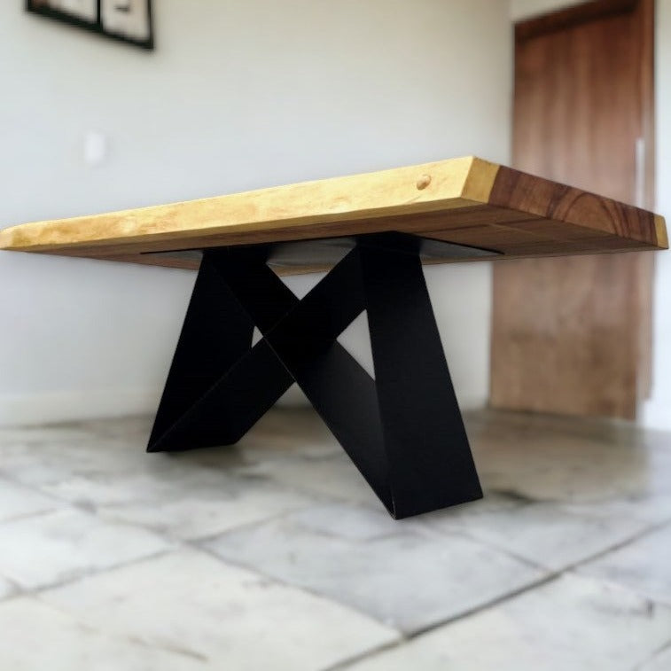 200cm x 125cm Live Edge Wooden Dining Table Buttery fly legged Frame