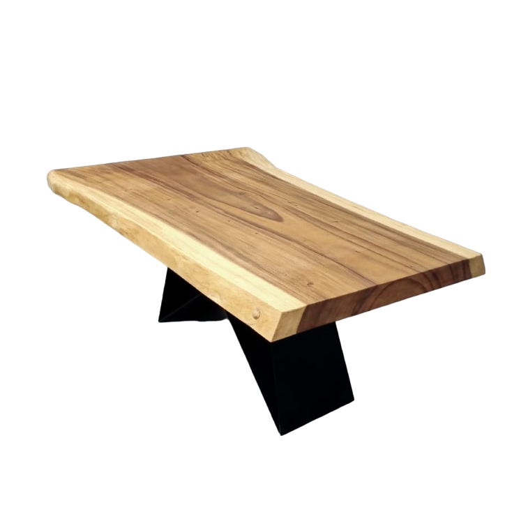200cm x 125cm Live Edge Wooden Dining Table Buttery fly legged Frame