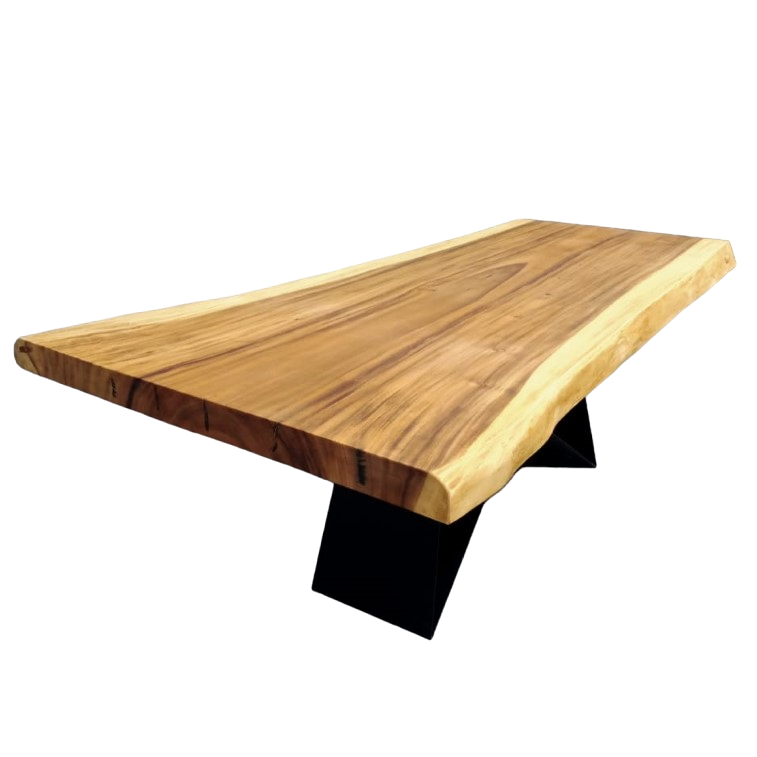 200cm x 125cm Live Edge Wooden Dining Table Buttery fly legged Frame