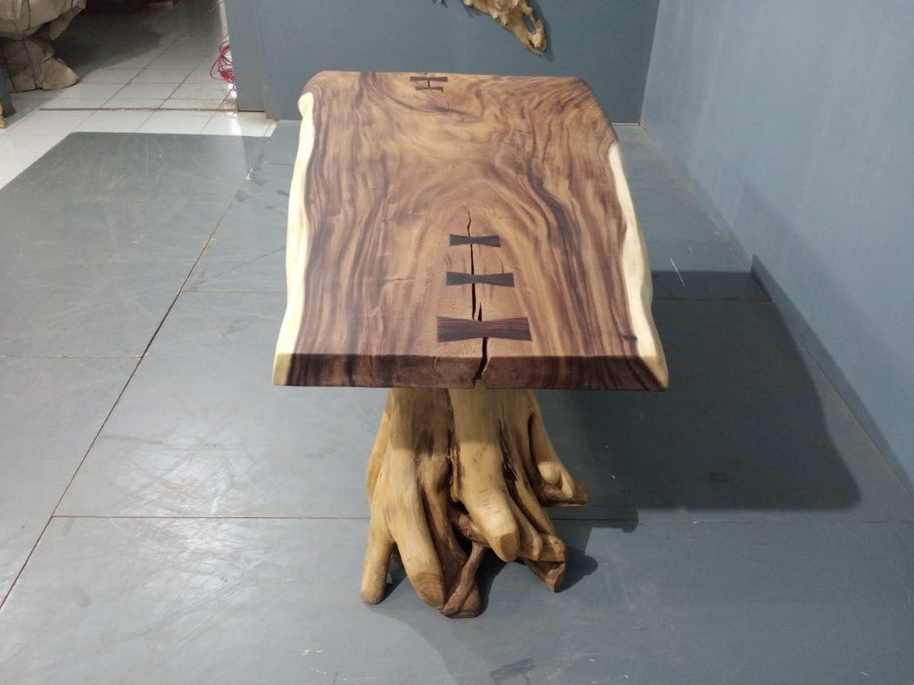 The 200cm x 115cm Indian Walnut Large Live Edge Dining Table Stump Leg