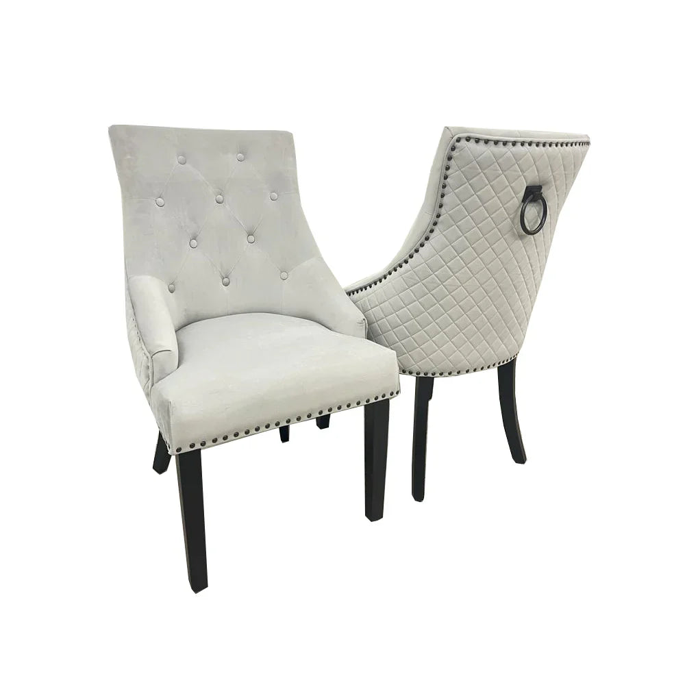The Bentley Light Grey Dining Chair Black Leg & Ring Knocker