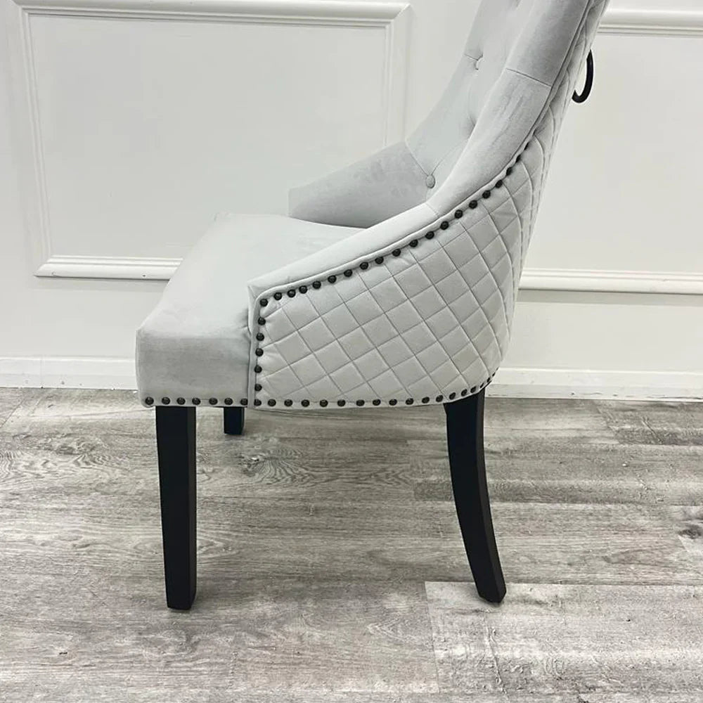 The Bentley Light Grey Dining Chair Black Leg & Ring Knocker