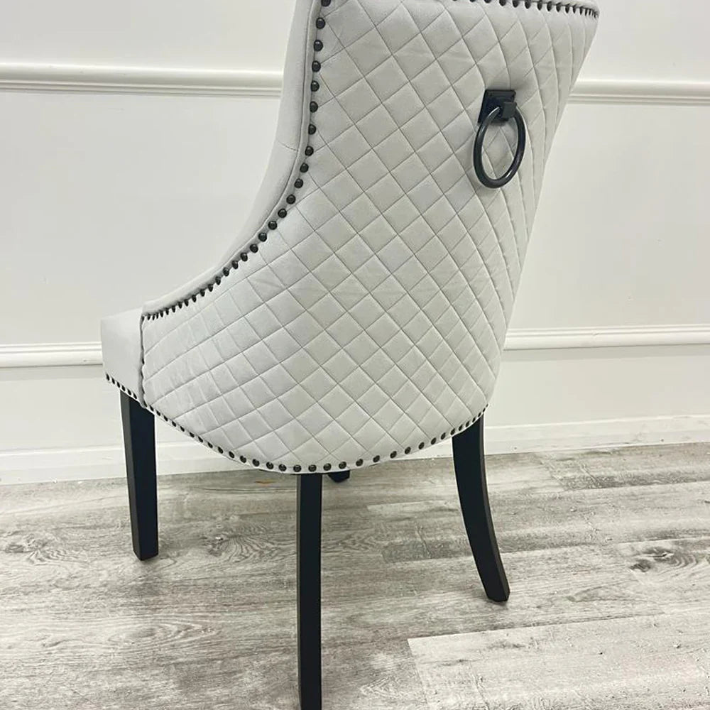 The Bentley Light Grey Dining Chair Black Leg & Ring Knocker