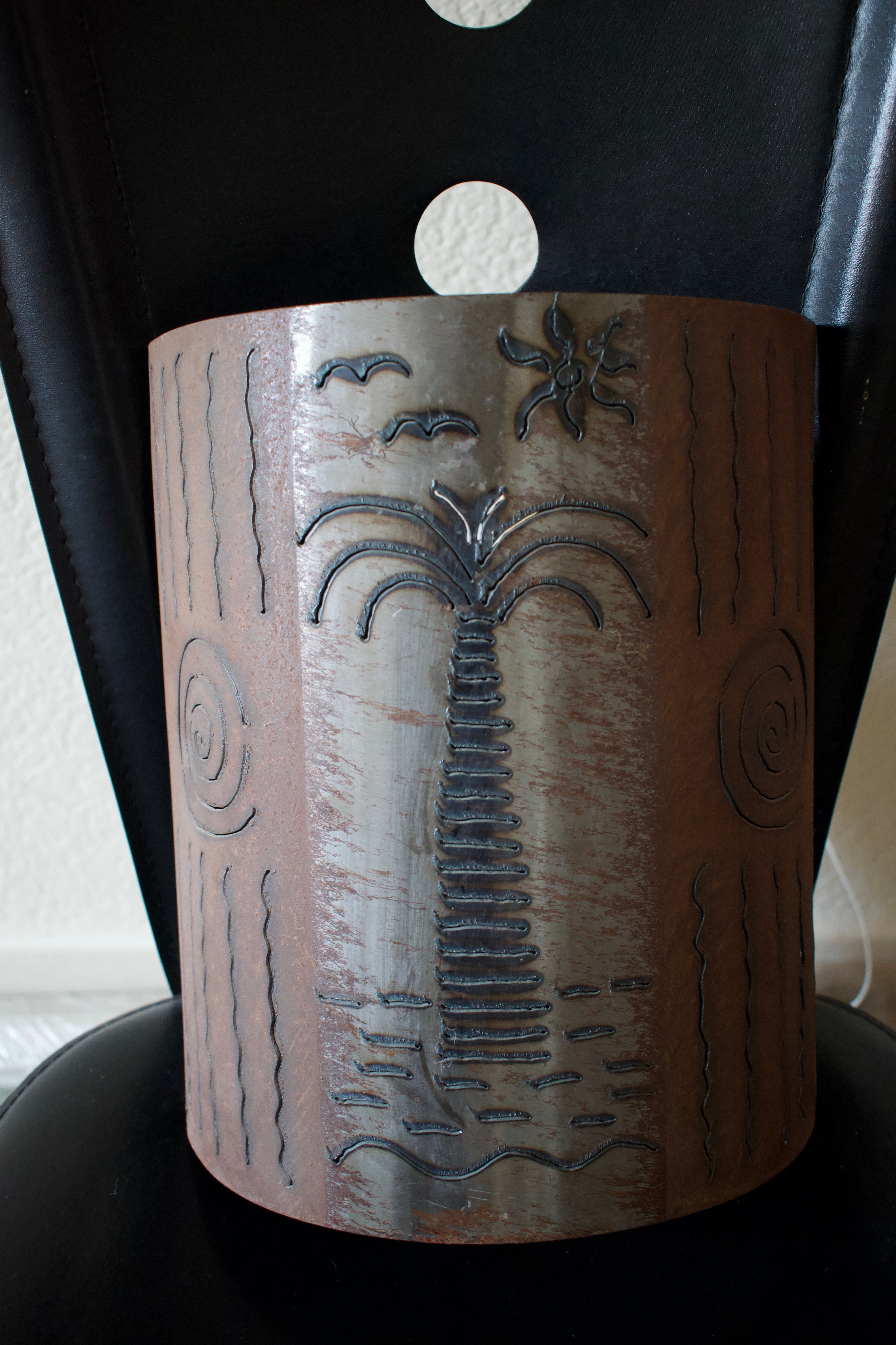 Pair of African Decorated Wall Lamp Shades